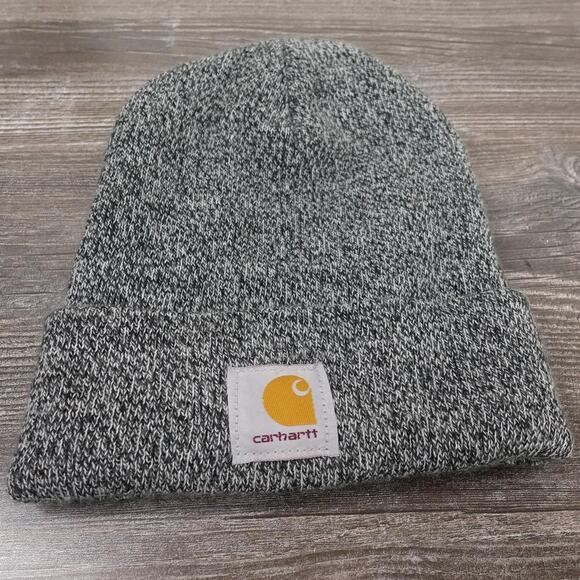 Carhartt Hat Beanie Mens One Size Gray Knit Cuffed Watch A18 100111 Made USA - Picture 1 of 5